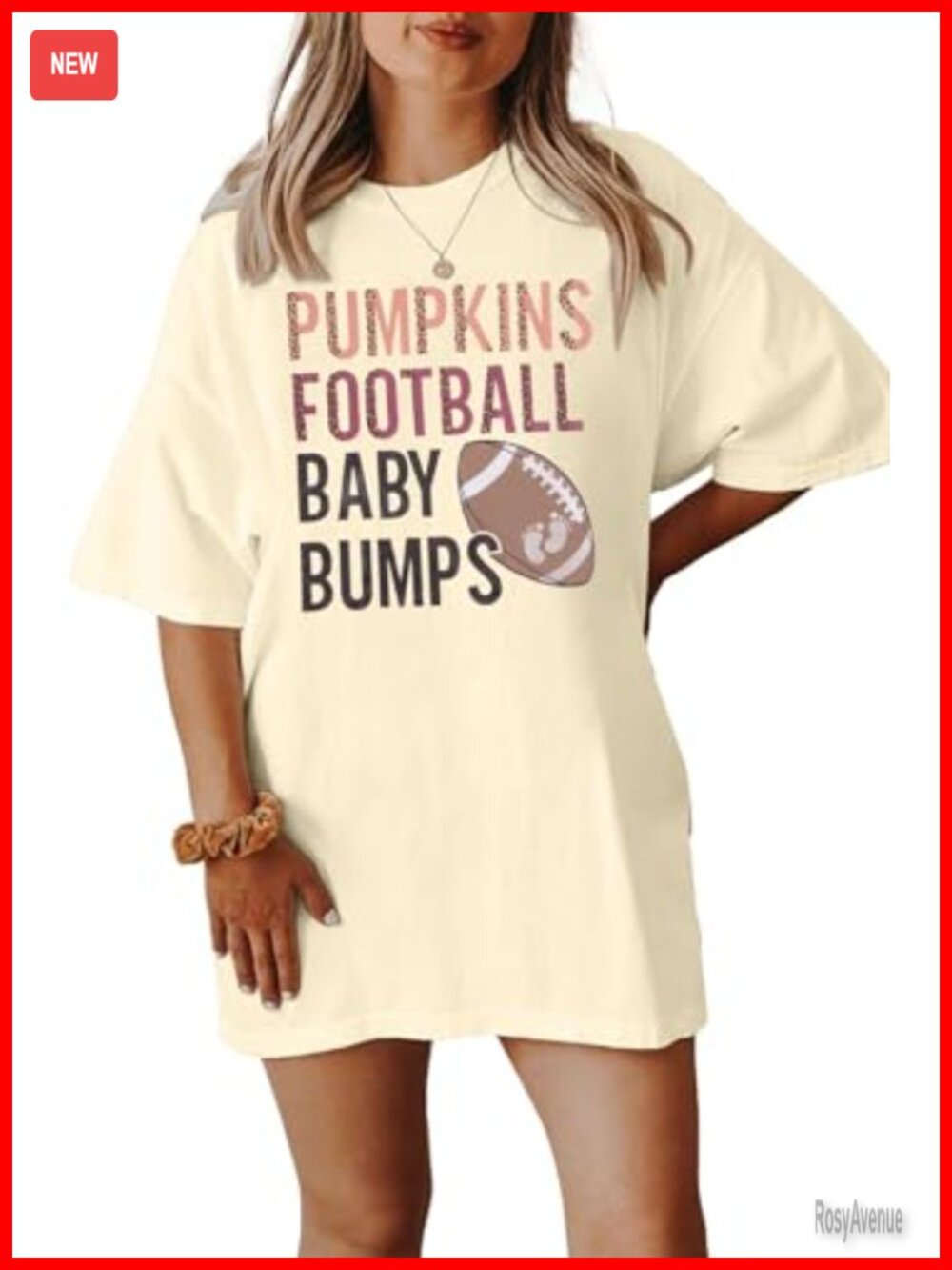 Maternity Pumpkin Football T-Shirt Short Sleeve Pregnancy Tee Oversized